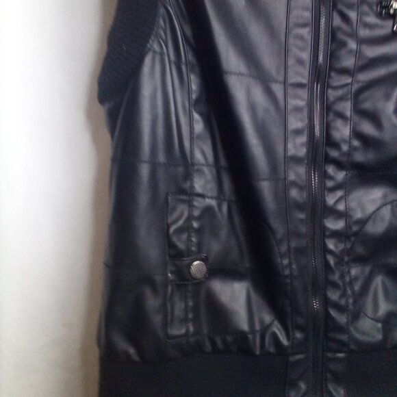 CCi Sono by Cavalini Vest Faux Leather Pockets Full Zip Black - Picture 10 of 16